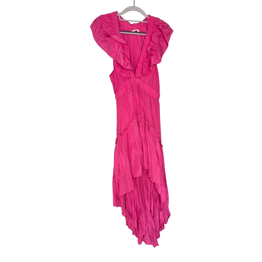 Mustard Seed hot pink ruffle‎ asymmetrical hi-low dress